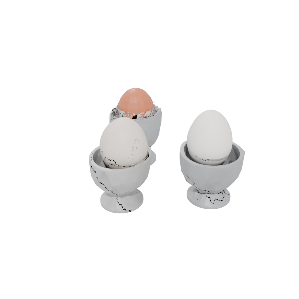 Low-Poly Rustic Egg Cup Set