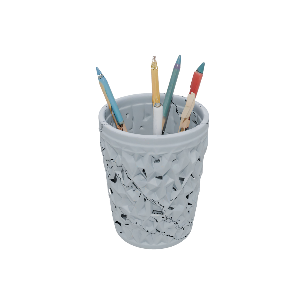 Low-Poly Rustic Lattice Pencil Cup
