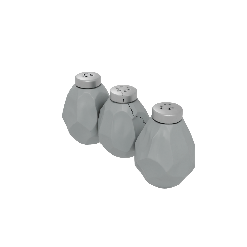Low-Poly Rustic Salt And Pepper Cellar Pair