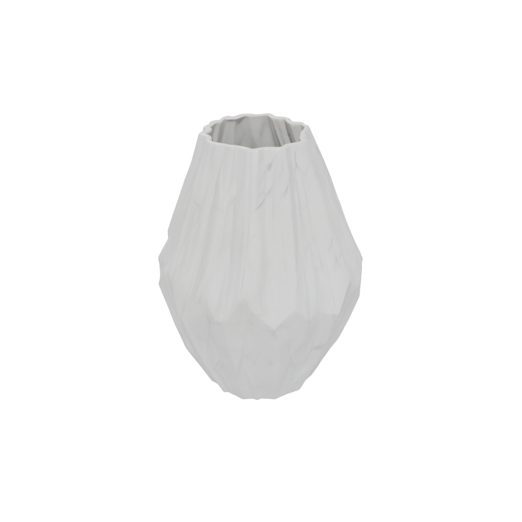 Marble Deco Geometric Faceted Vase