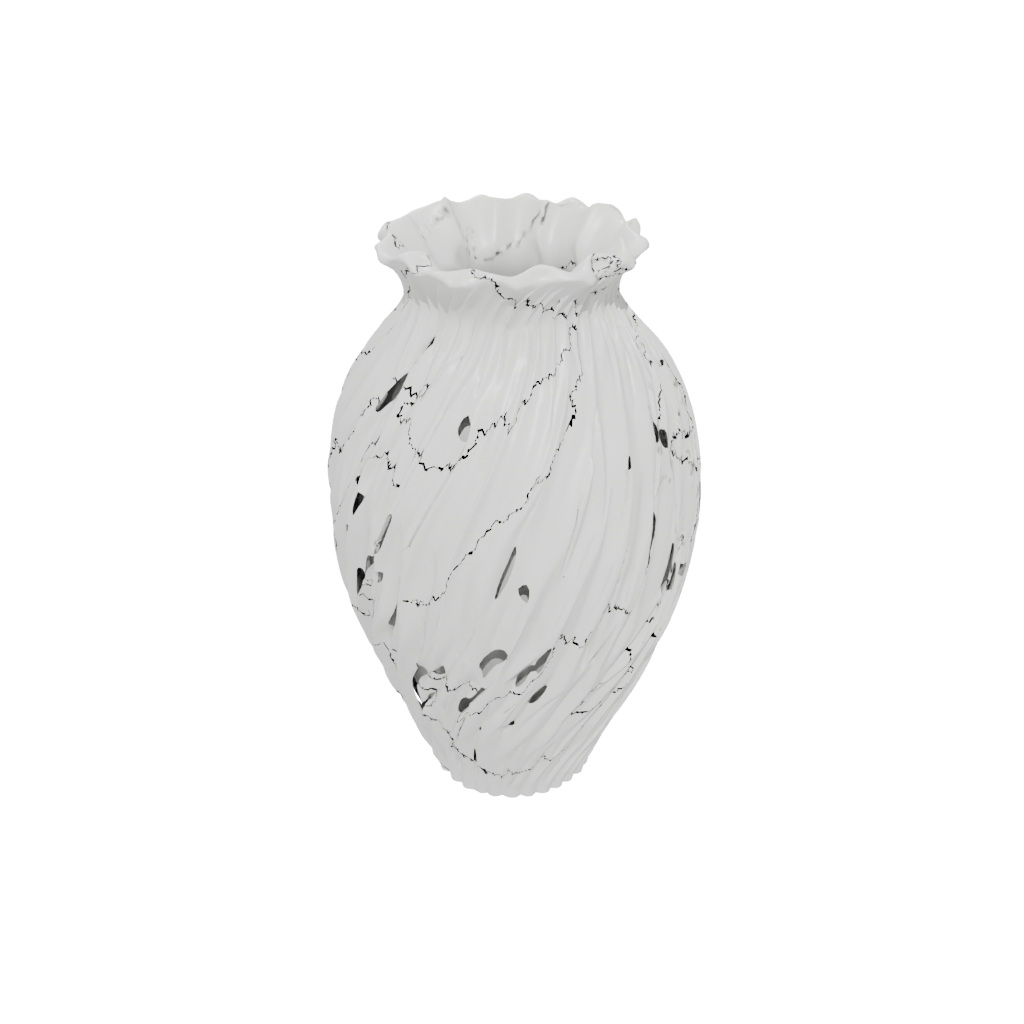 Marble Deco Vase With Twisted Ribs
