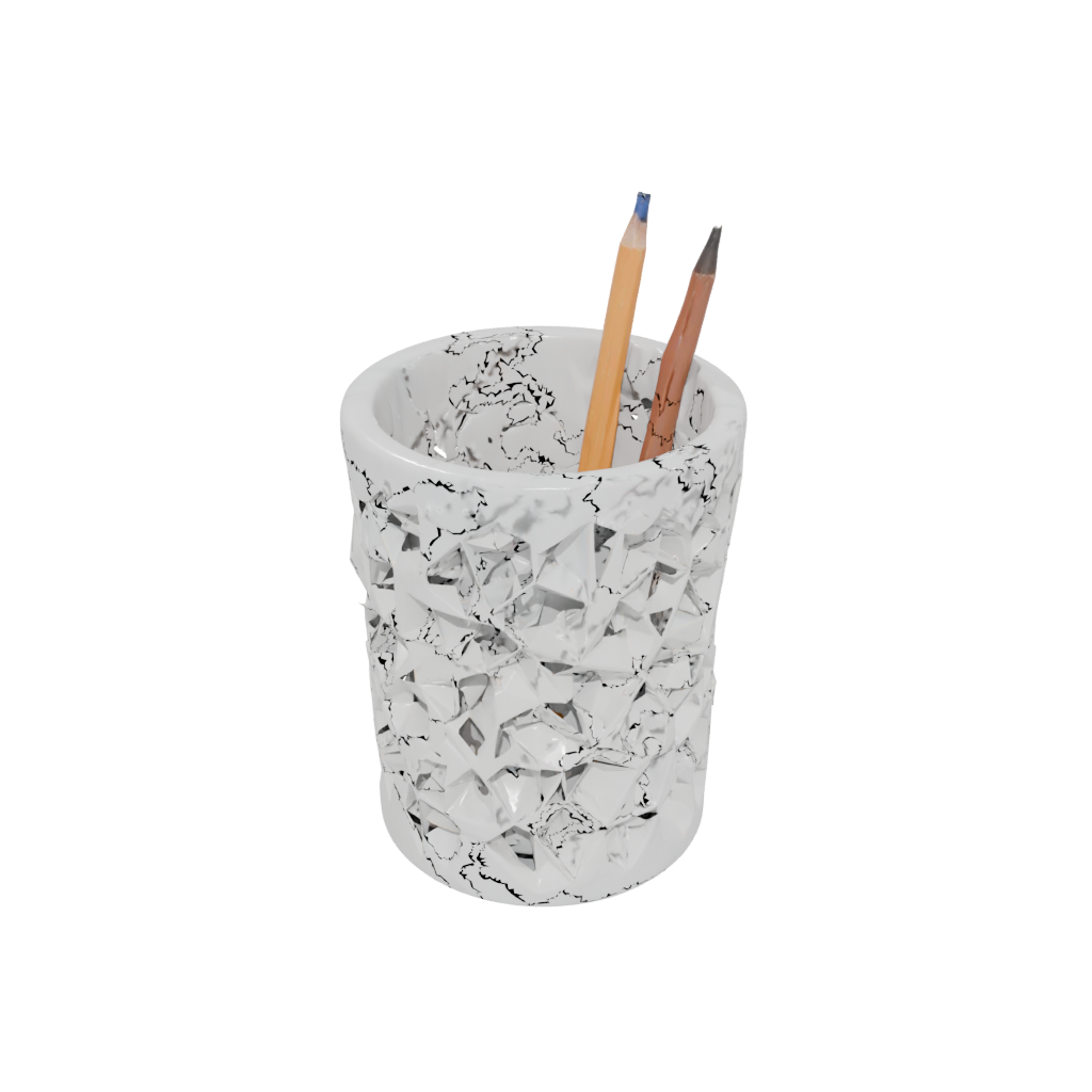 Marble Geometric Lattice Pencil Cup