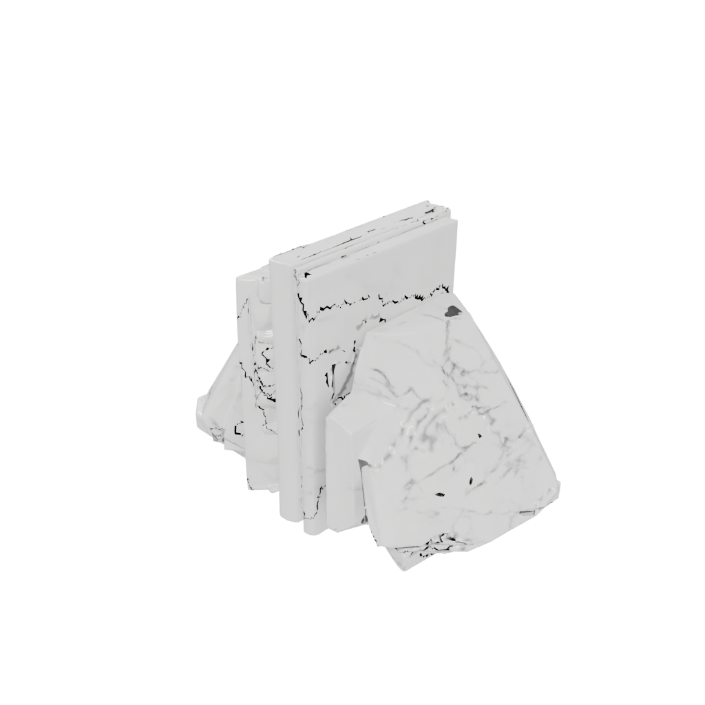Marble Geometric Low-Poly Bookend Pair