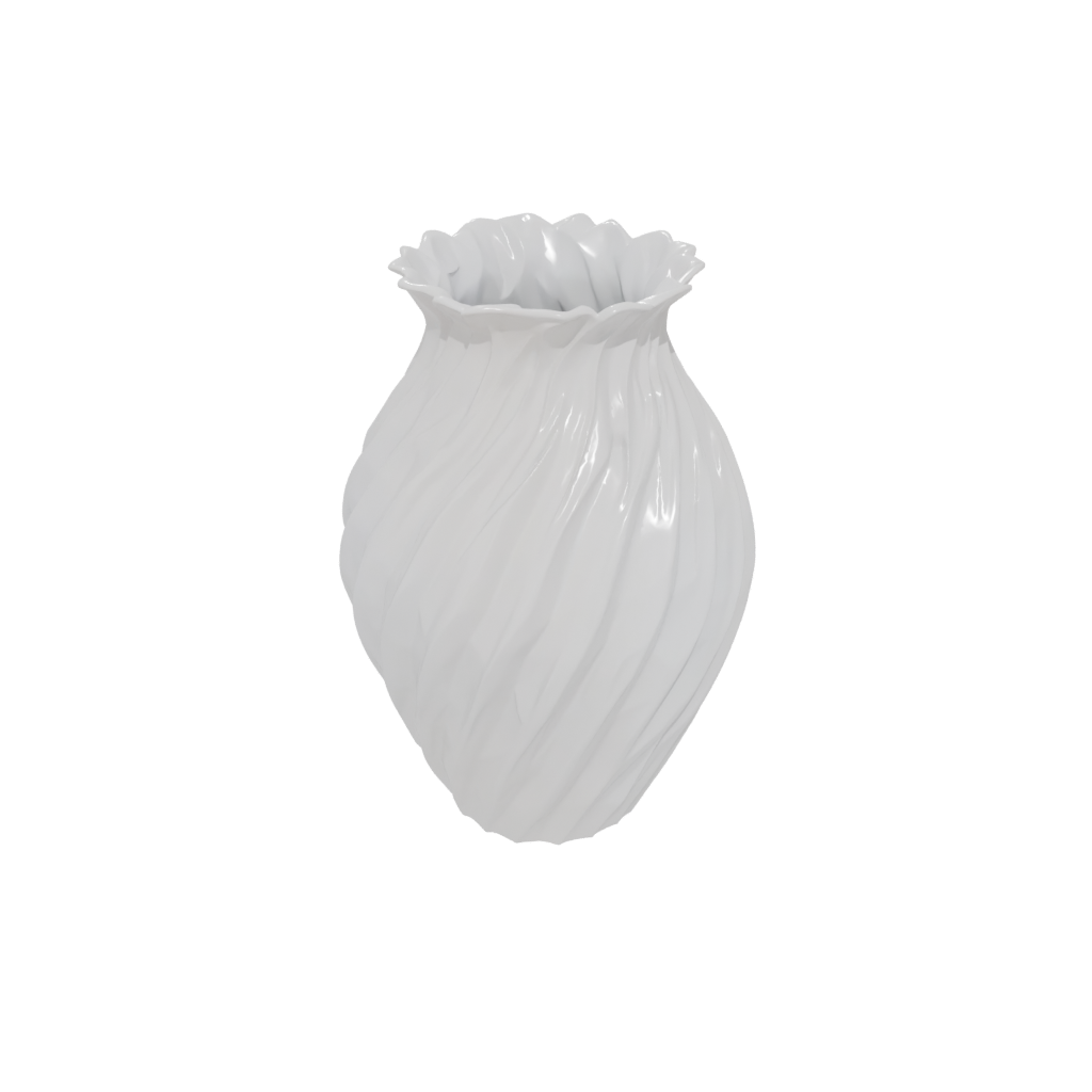 Marble Geometric Vase With Twisted Ribs