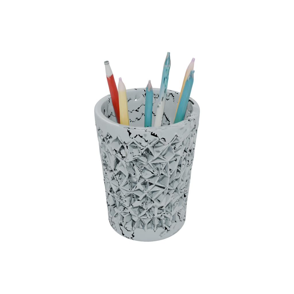 Neon Geometric Lattice Pencil Cup