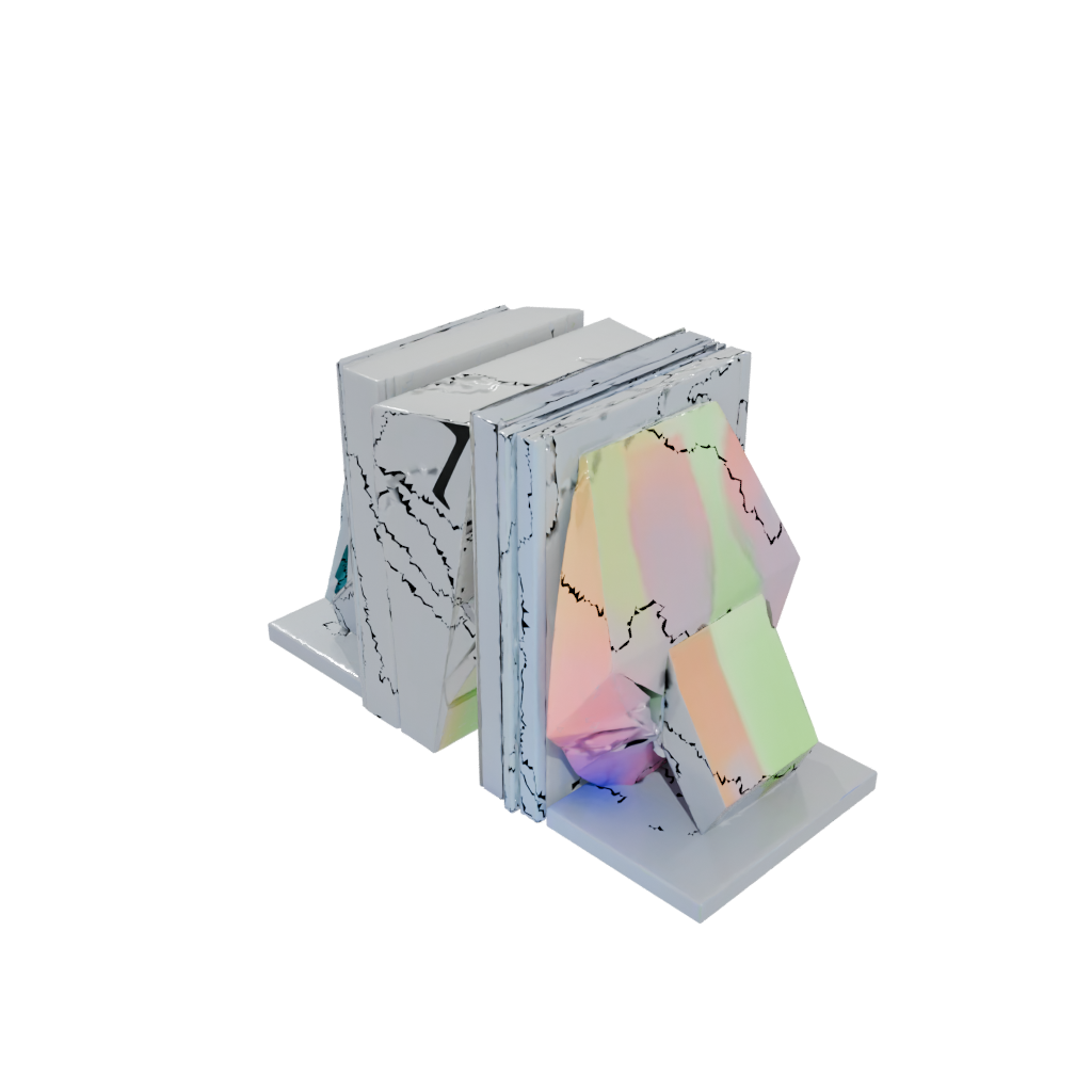 Neon Geometric Low-Poly Bookend Pair