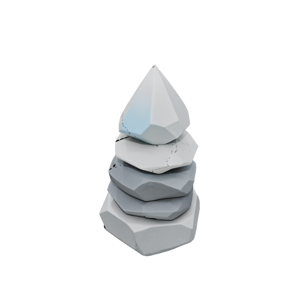 Neon Geometric Pebble Stacking Sculpture