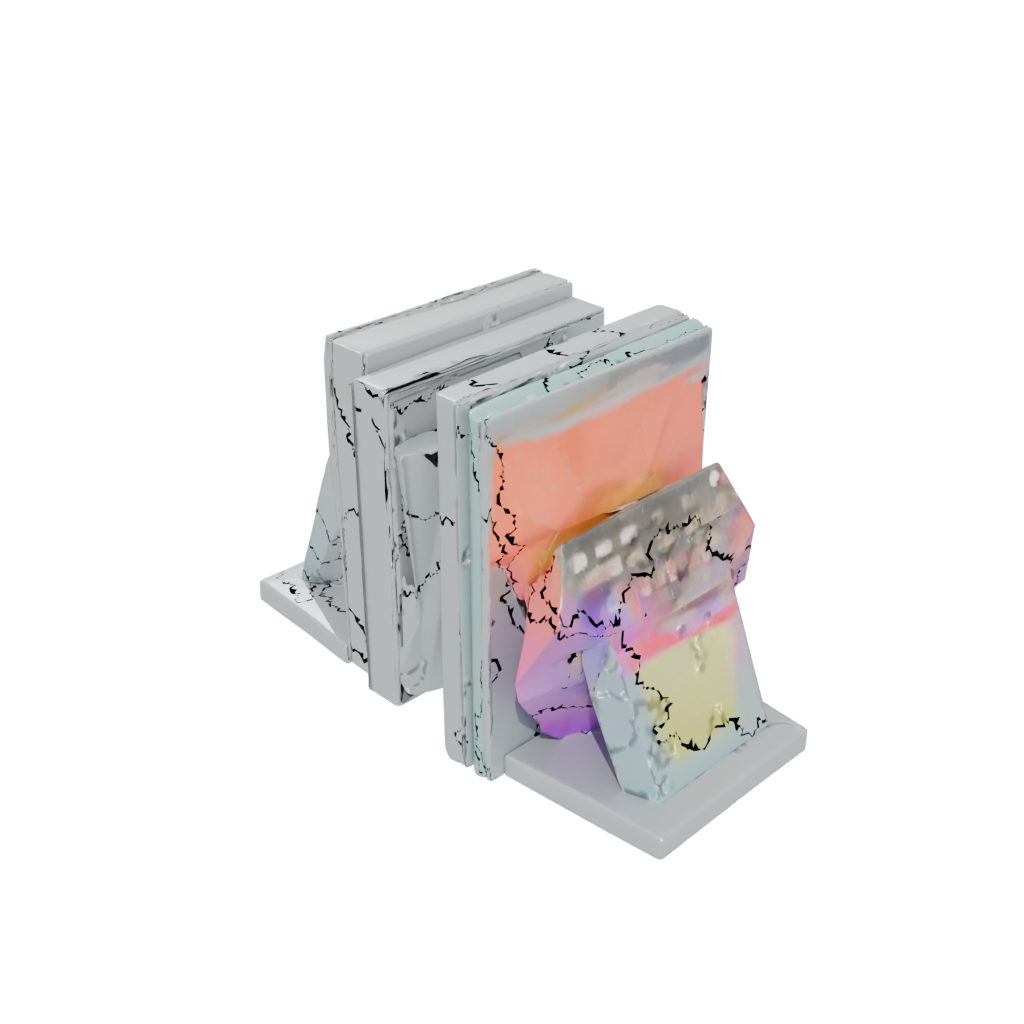 Neon Low-Poly Bookend Pair