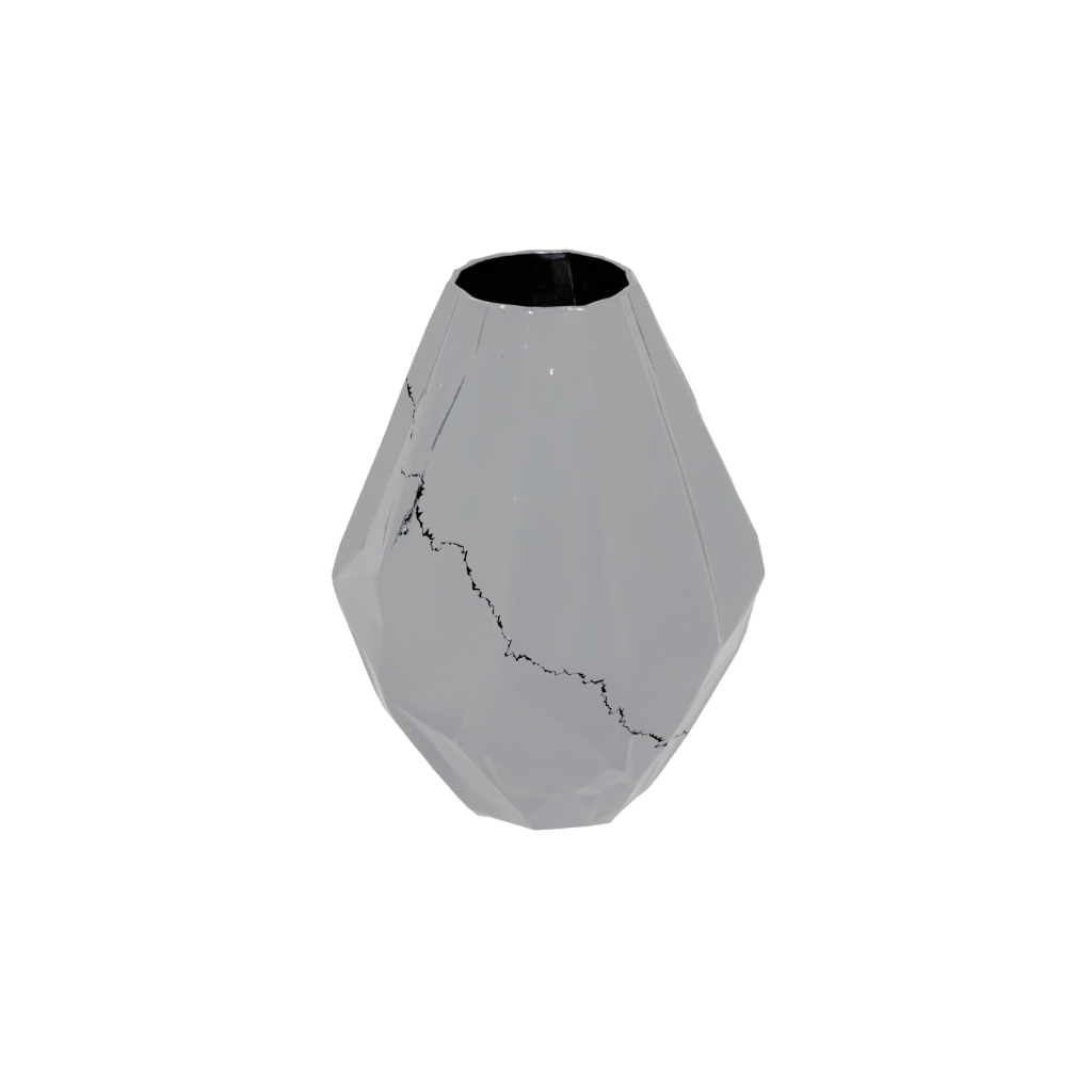 Obsidian Deco Geometric Faceted Vase