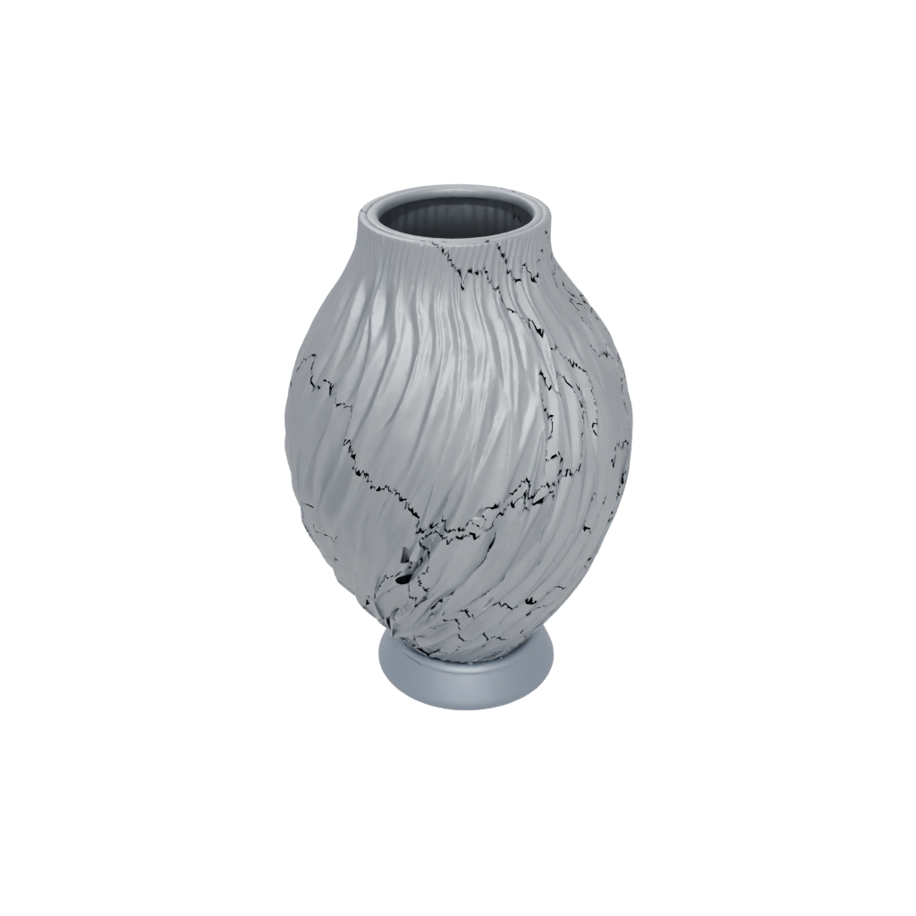 Obsidian Deco Vase With Twisted Ribs