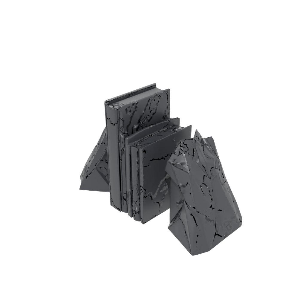 Obsidian Geometric Low-Poly Bookend Pair