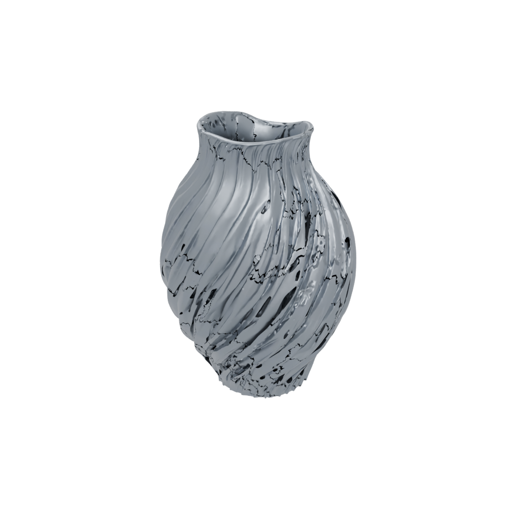 Obsidian Vase With Twisted Ribs