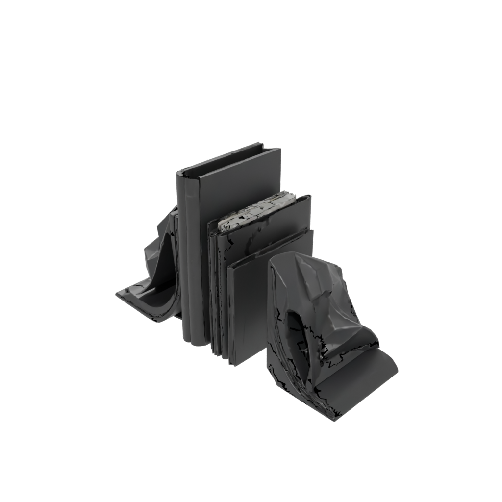 Obsidian Organic Low-Poly Bookend Pair