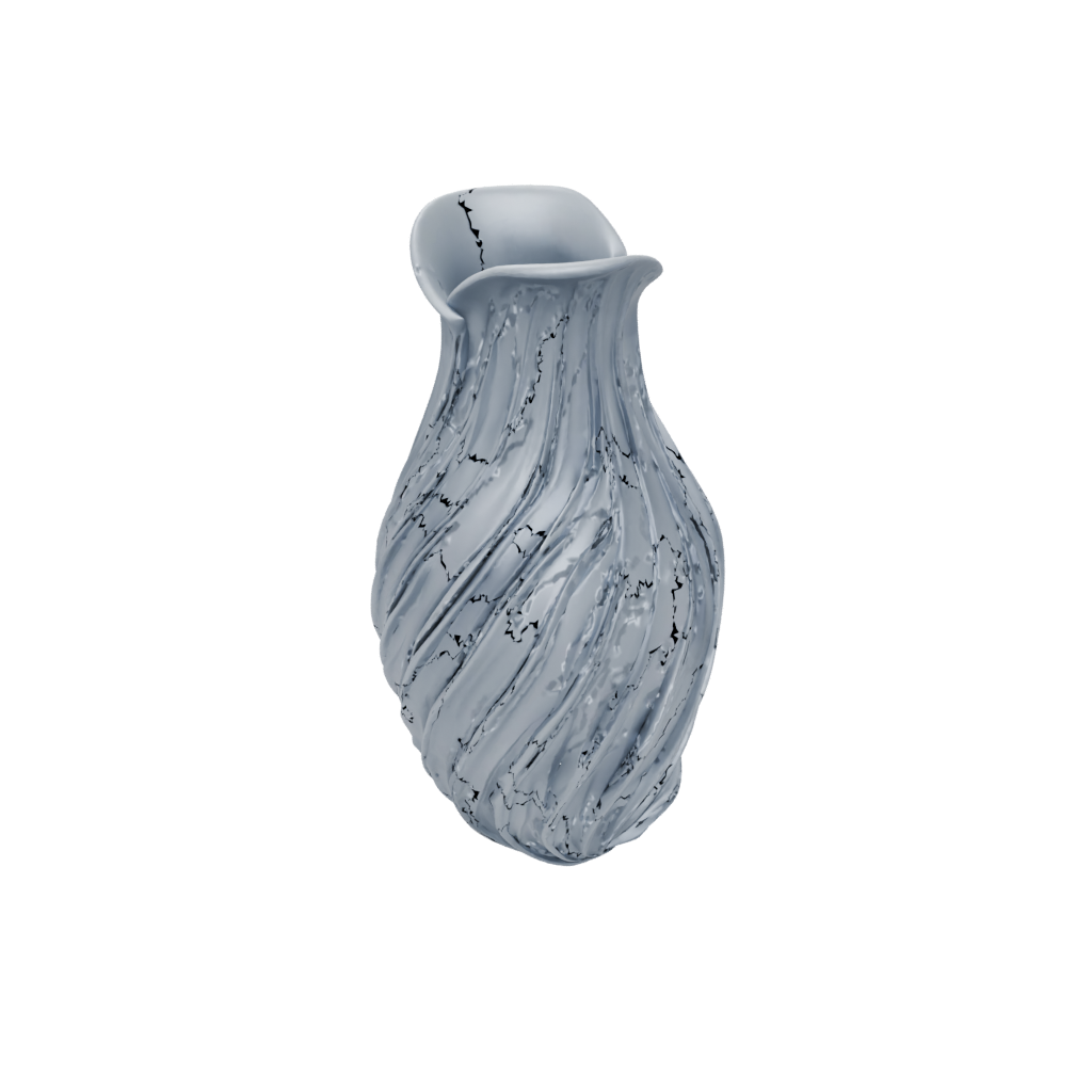 Obsidian Organic Vase With Twisted Ribs