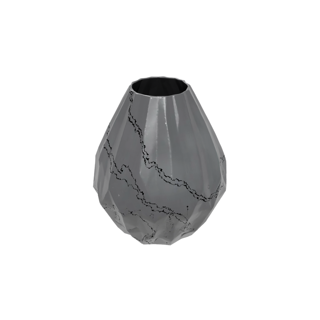 Obsidian Rustic Geometric Faceted Vase