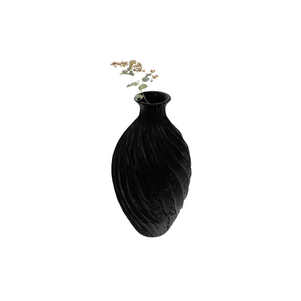 Obsidian Rustic Vase With Twisted Ribs