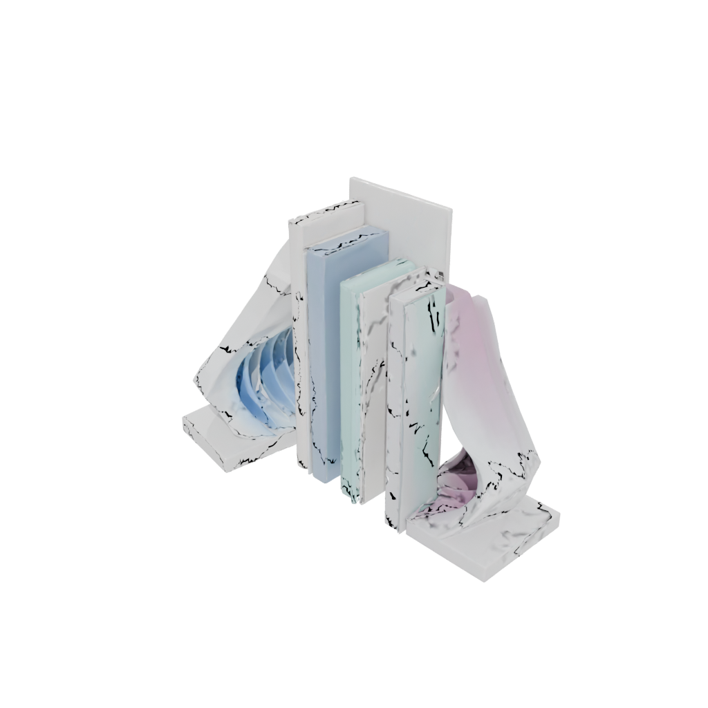 Pastel Organic Low-Poly Bookend Pair