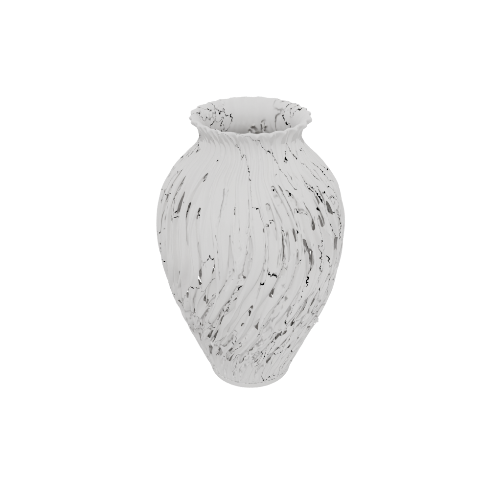 Woodgrain Deco Vase With Twisted Ribs