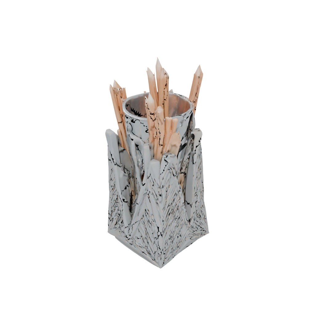 Woodgrain Geometric Matchstick Holder