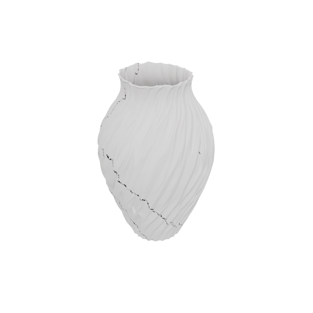 Woodgrain Geometric Vase With Twisted Ribs