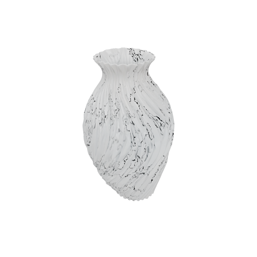 Woodgrain Vase With Twisted Ribs