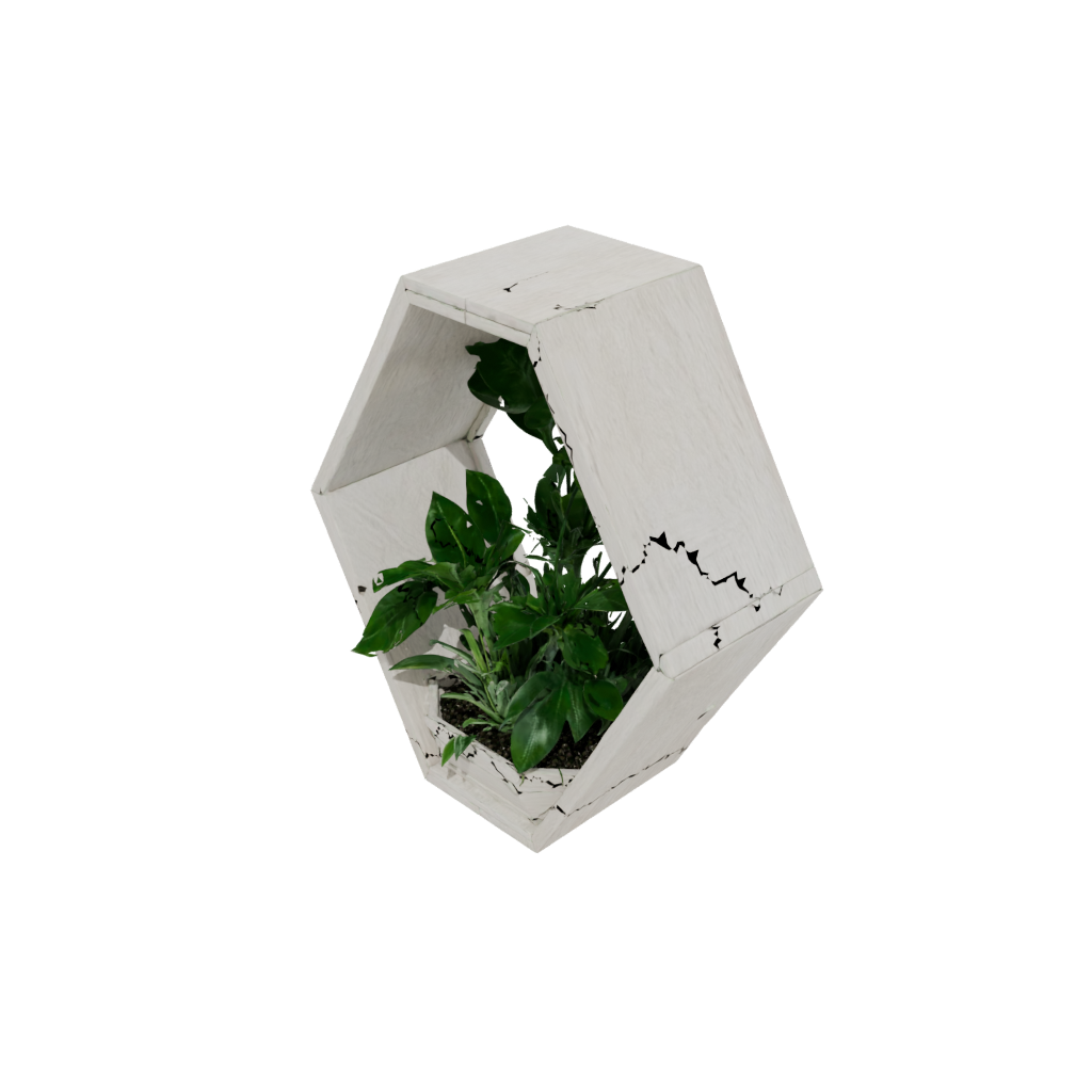 Woodgrain Rustic Hexagon Wall Planter