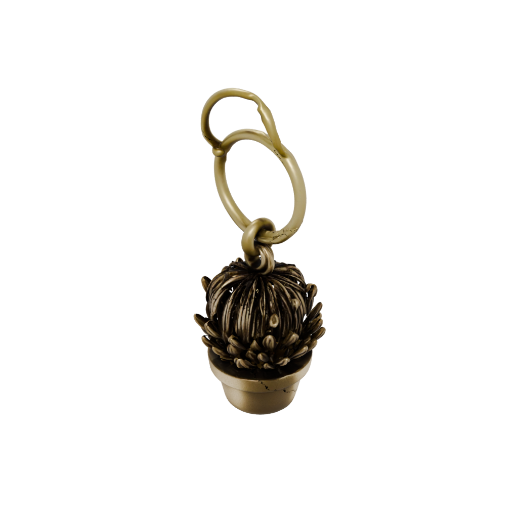 Bronze 3D Mini Cactus Charm — keychains 3D print model, STL