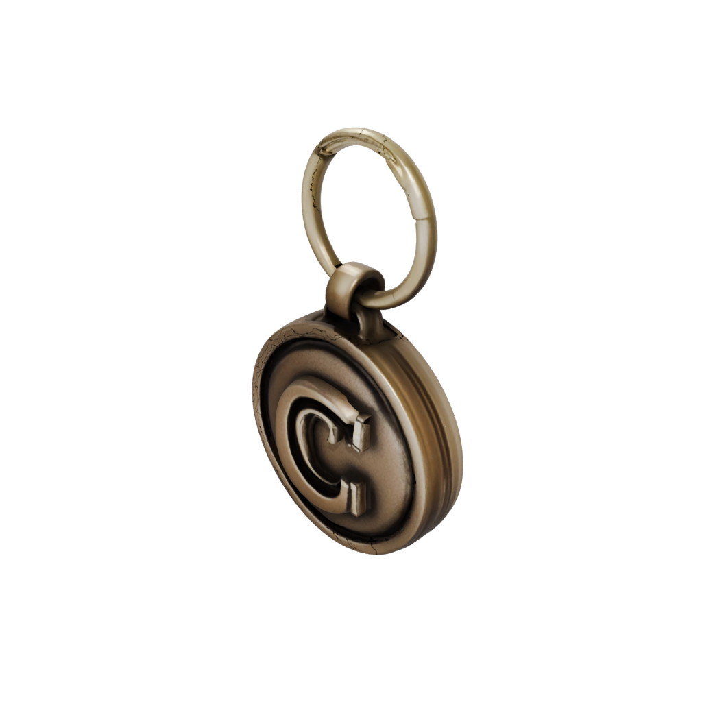 Bronze 3D Monogram Initial C — keychains 3D print model, STL