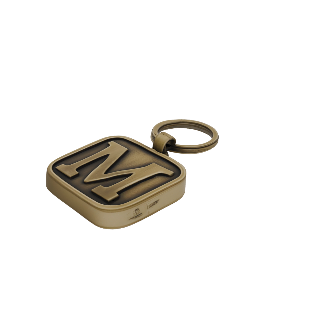 Bronze 3D Monogram Initial M — keychains 3D print model, STL