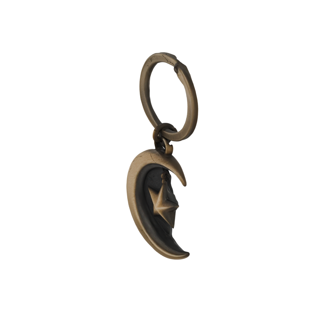 Bronze 3D Moon Crescent Charm — keychains 3D print model, STL