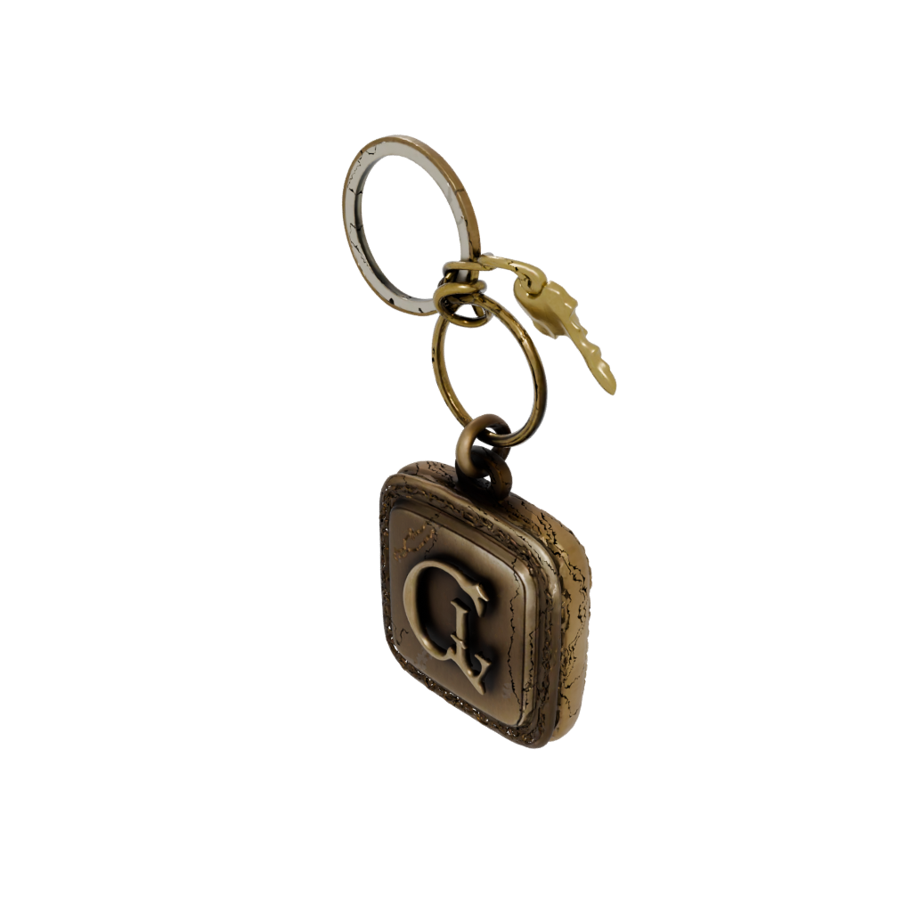 Bronze Monogram Initial Q — keychains 3D print model, STL
