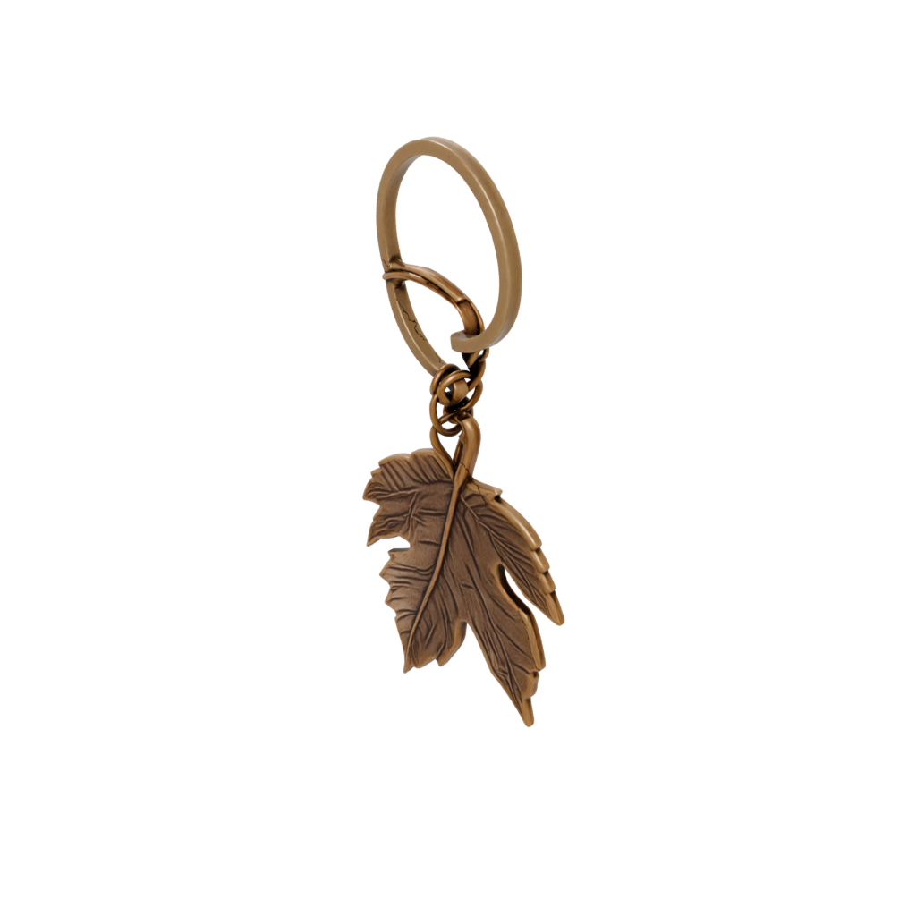 Bronze Outline Leaf Charm — keychains 3D print model, STL
