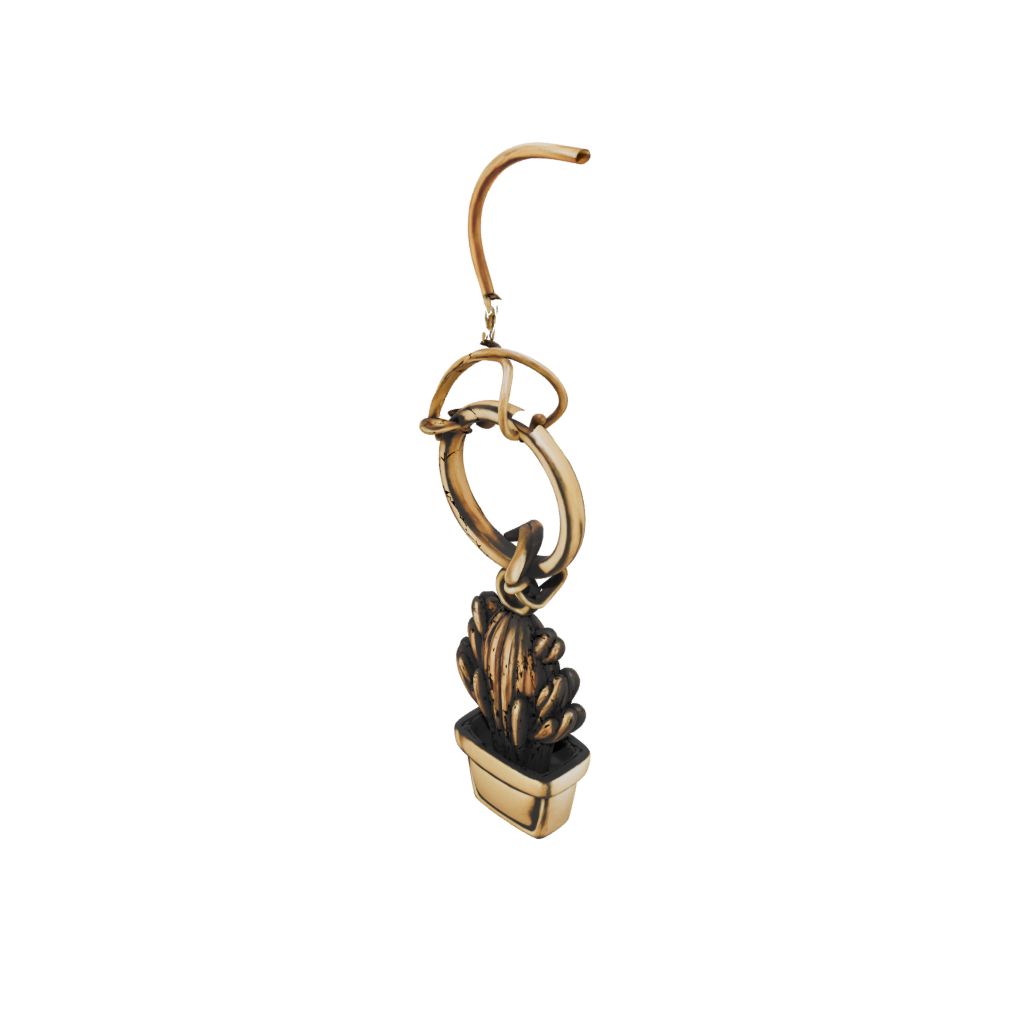 Bronze Outline Mini Cactus Charm