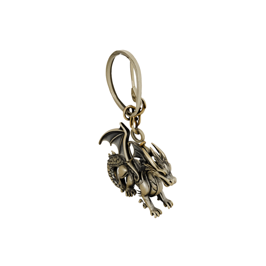 Bronze Outline Mini Dragon Charm — keychains 3D print model, STL