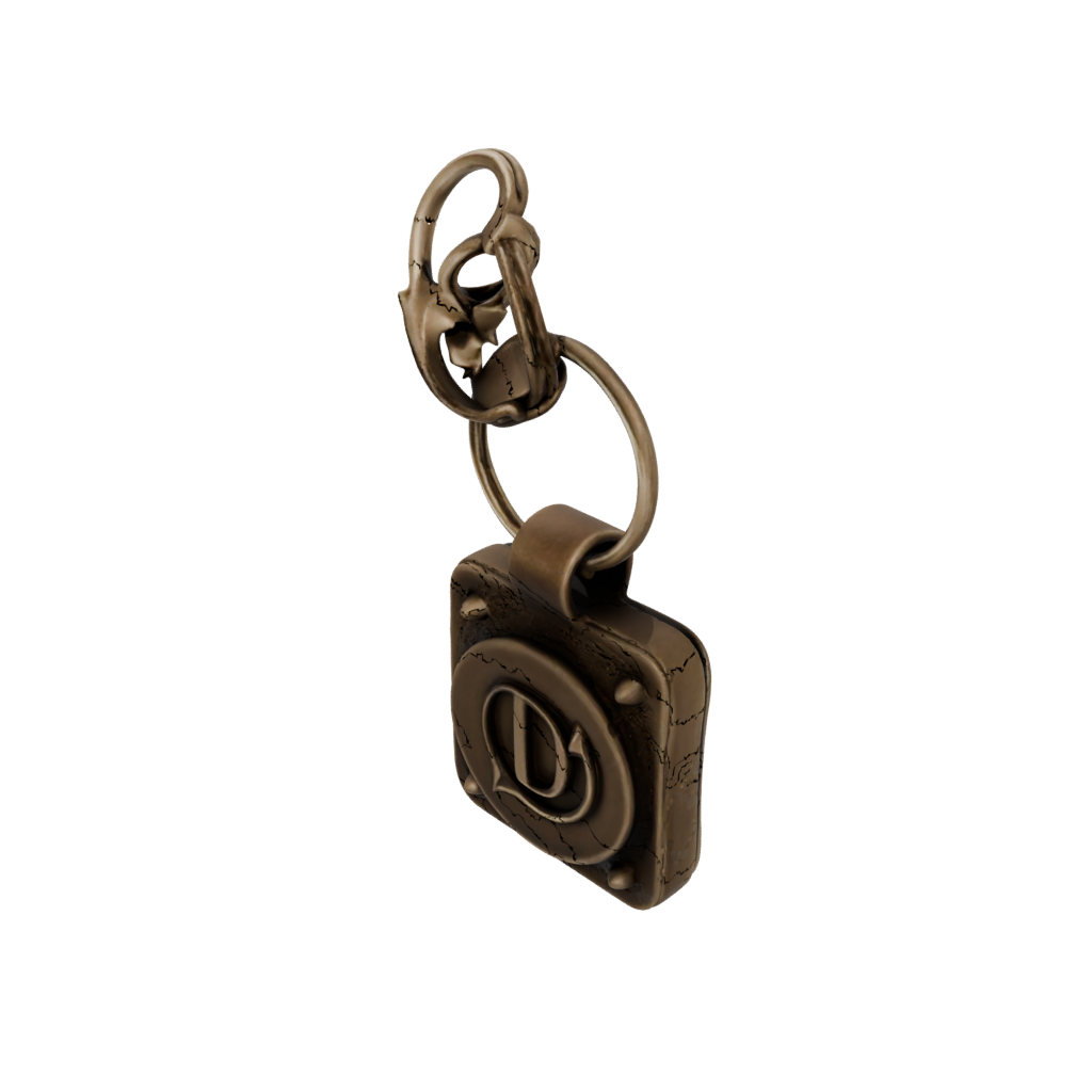 Bronze Outline Monogram Initial D — keychains 3D print model, STL