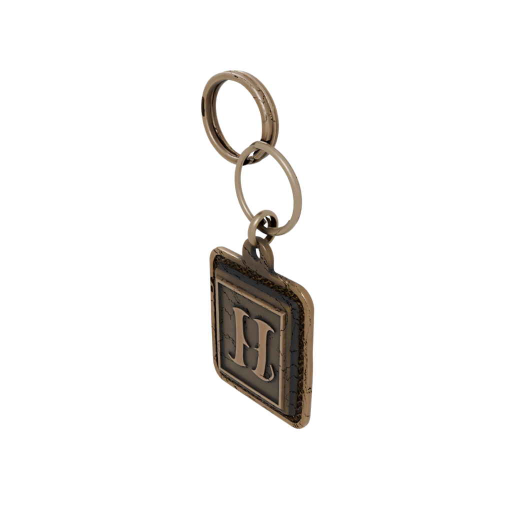 Bronze Outline Monogram Initial I — keychains 3D print model, STL