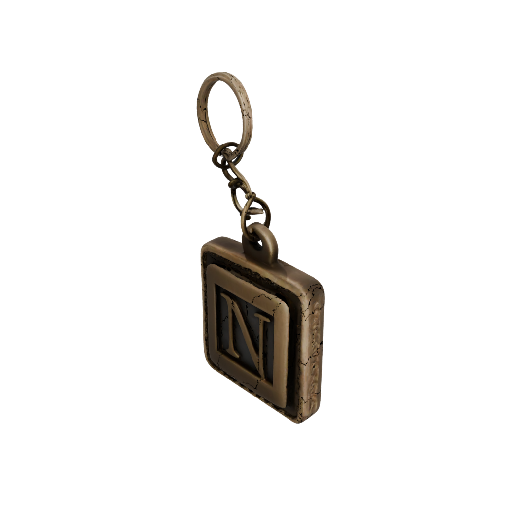 Bronze Outline Monogram Initial N — keychains 3D print model, STL