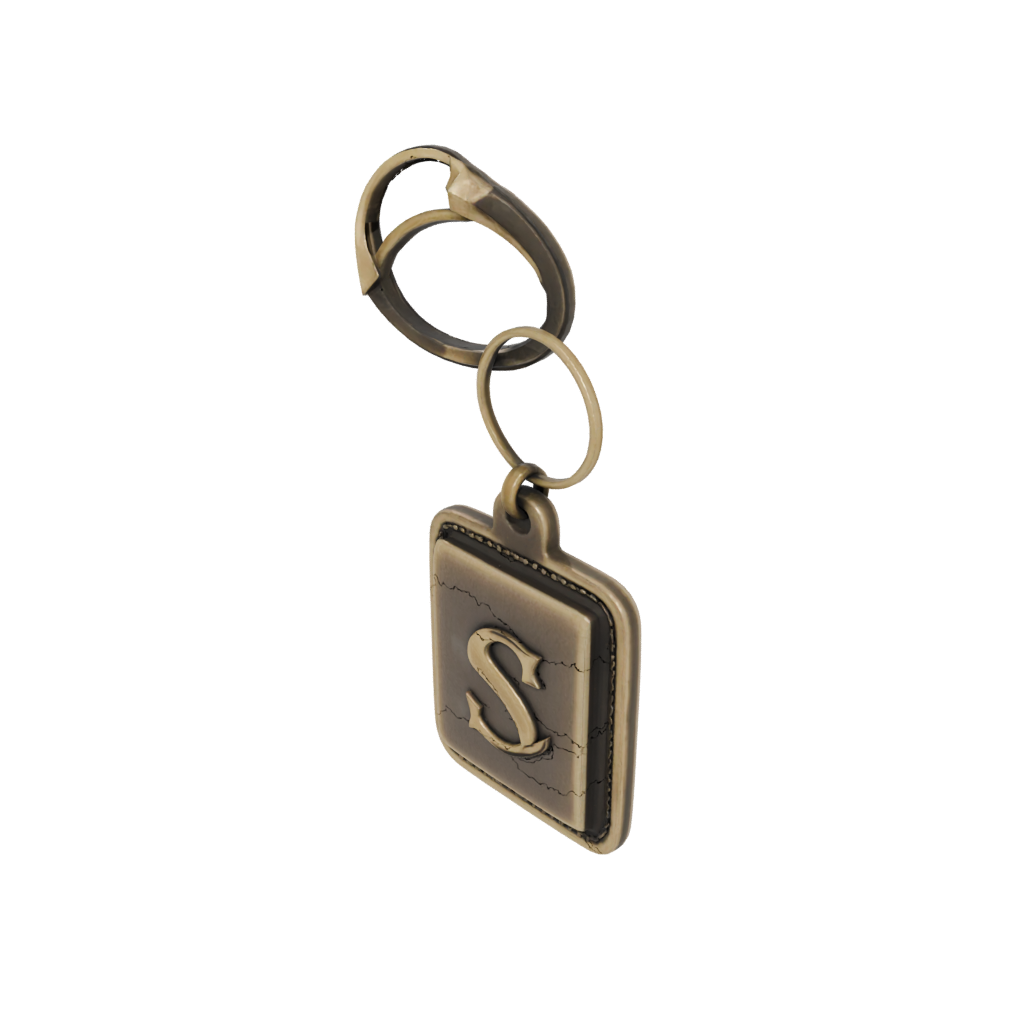 Bronze Outline Monogram Initial S — keychains 3D print model, STL