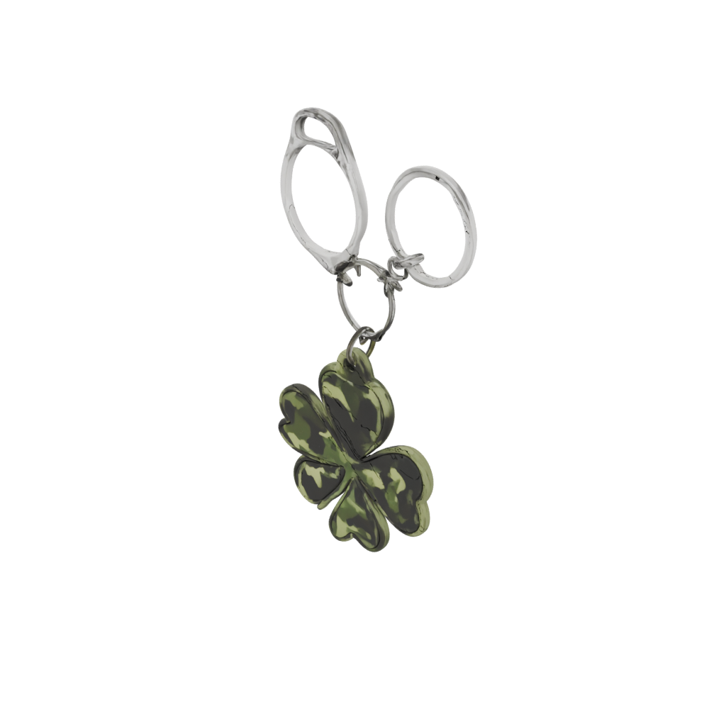 Camo Outline Four-Leaf Clover Charm