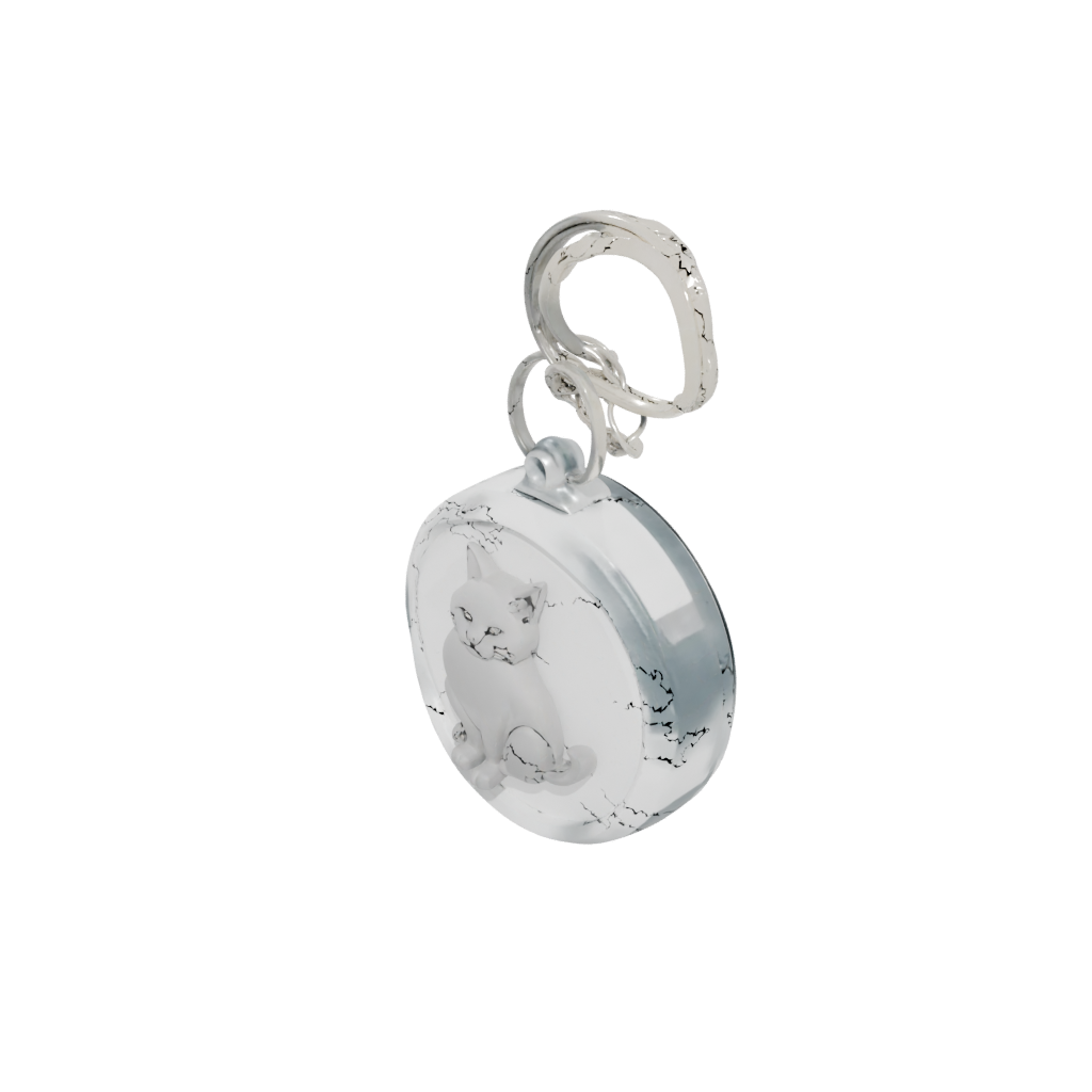 Crystal 3D Cat Silhouette Charm — keychains 3D print model, STL