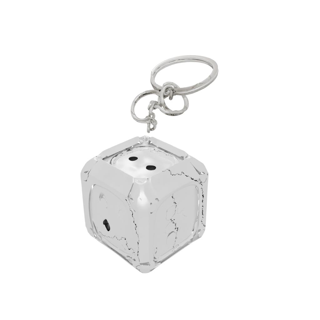 Crystal 3D Dice Holder Keychain