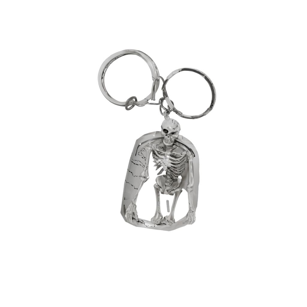 Crystal 3D Key Skeleton Charm — keychains 3D print model, STL