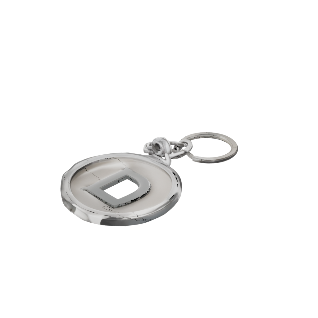 Crystal 3D Monogram Initial D — keychains 3D print model, STL