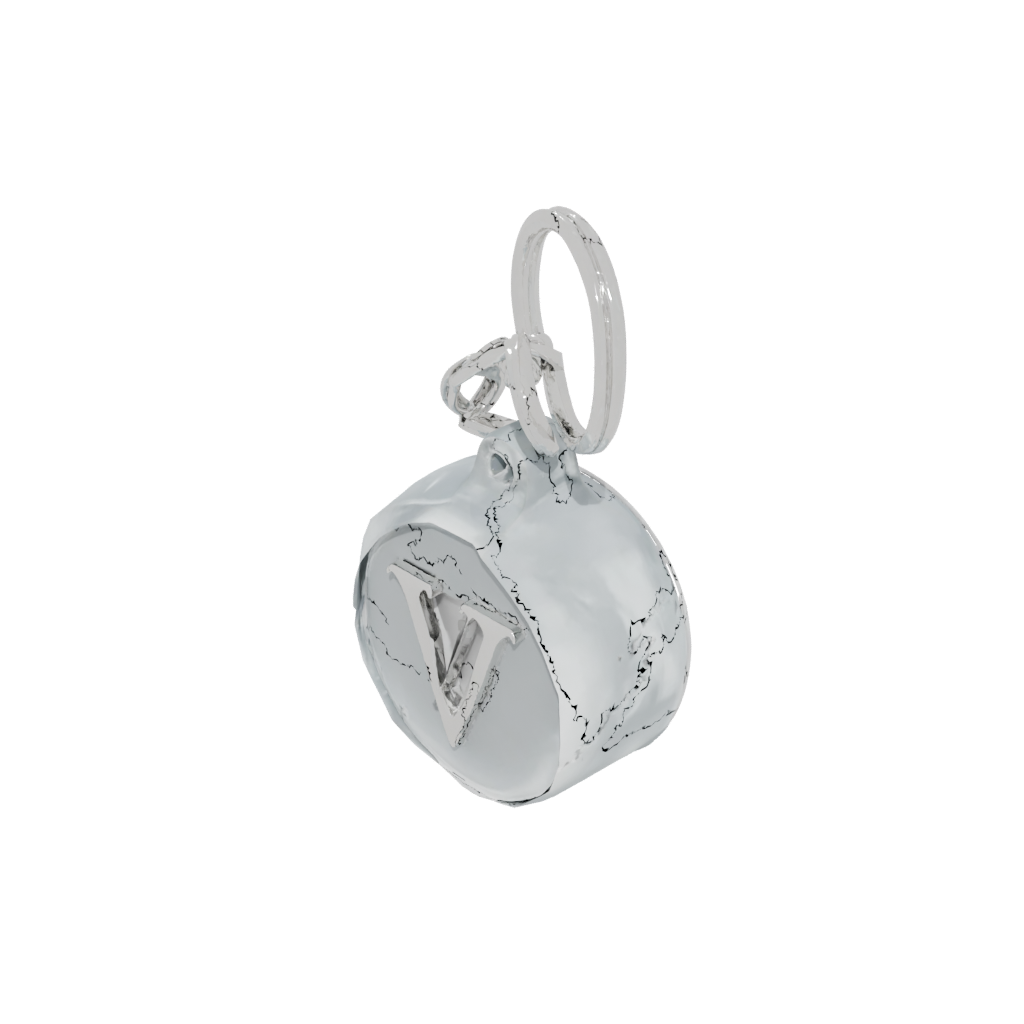 Crystal 3D Monogram Initial V — keychains 3D print model, STL