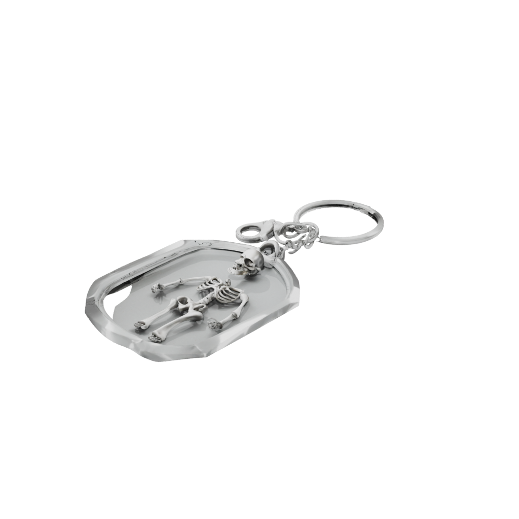 Crystal Key Skeleton Charm