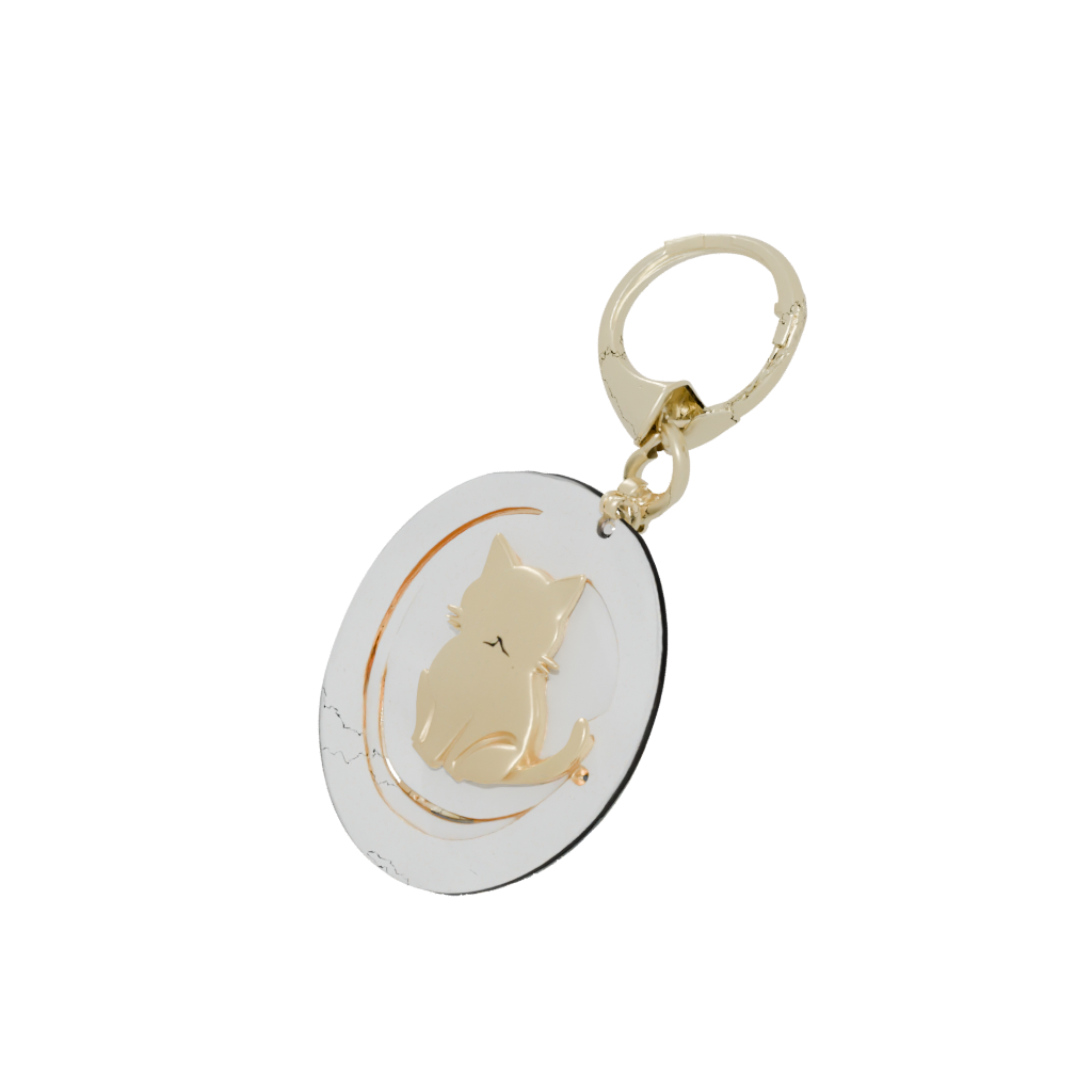 Gold 3D Cat Silhouette Charm