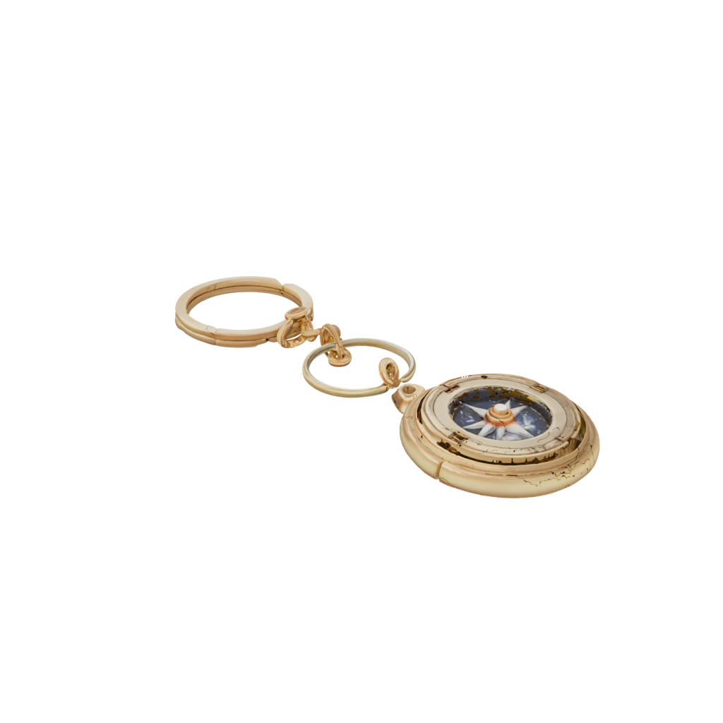 Gold 3D Compass Charm