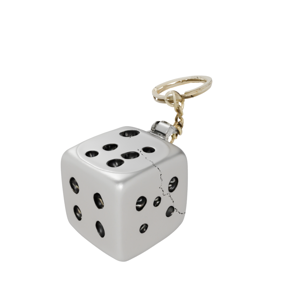 Gold 3D Dice Holder Keychain