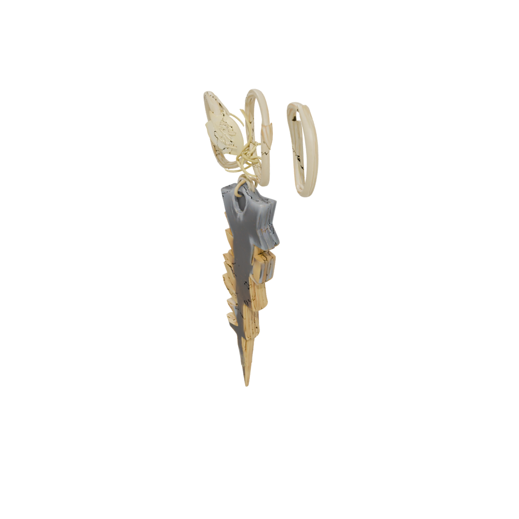 Gold 3D Lightning Bolt Charm