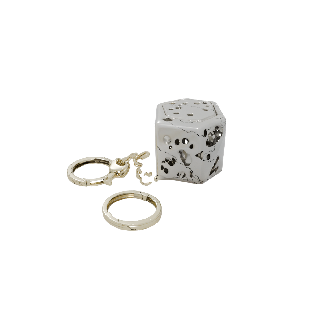 Gold Layered Dice Holder Keychain